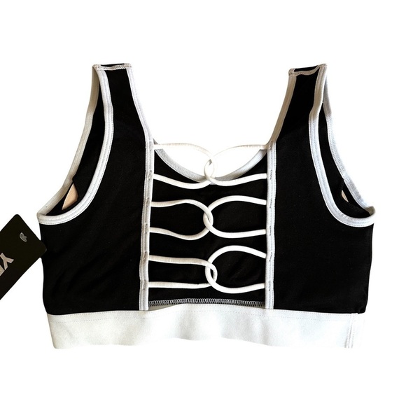 NWT Criss Cross Back High Impact Sports Bra Black & White Size S - Picture 5 of 9